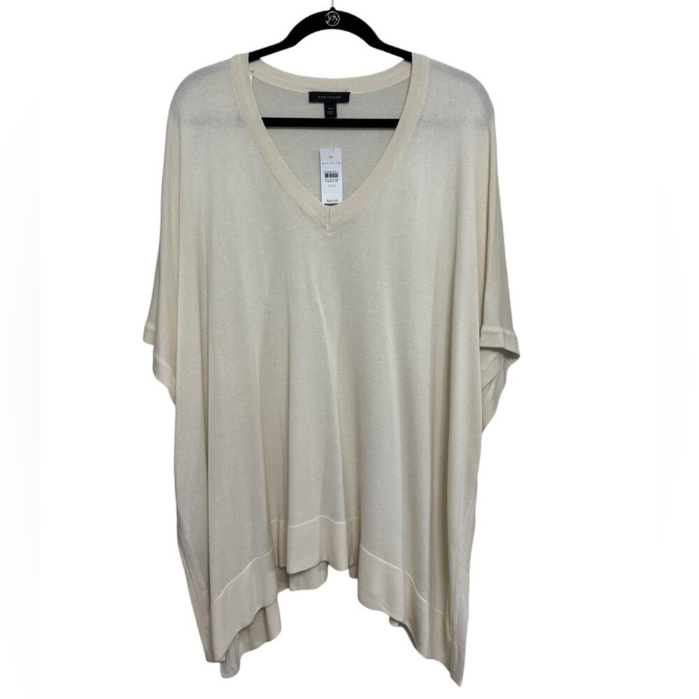 NEW Ann Taylor V-Neck Poncho Sweater in Off White Ivory - Size XS/S